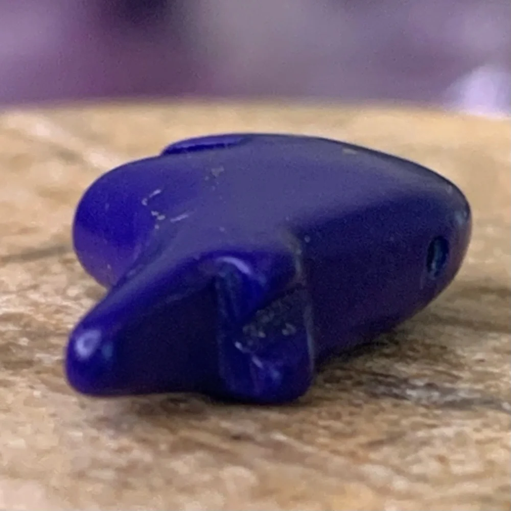 Native American Style Blue Zuni Bear Fetish Bead Carved Miniature Spirit Animal